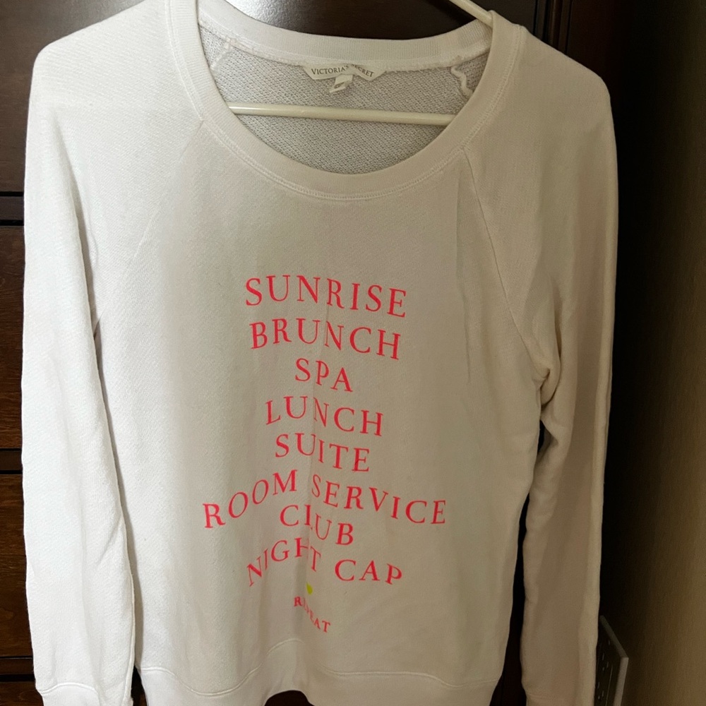 Victoria's Secret White Sweatshirt with Pink Text